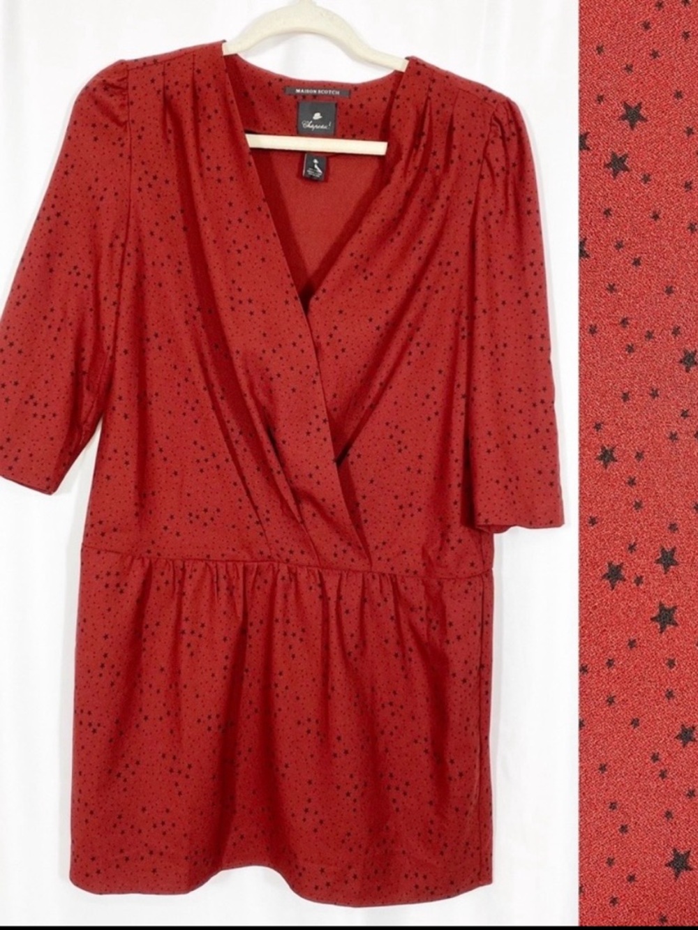 Maison Scotch Chapeau Star Print Mini Dress: Red